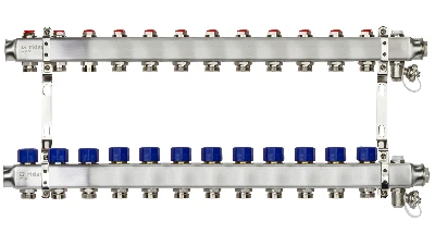 Коллекторная группа SSM-12R set 12 контуров 1' x 3/4' с термостатическими клапанами и кронштейнами