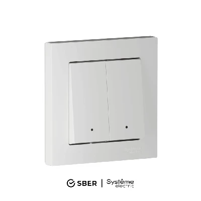 ATLASDESIGN SMART 2-кл. ВЫКЛЮЧАТЕЛЬ с подсв., Zigbee, сх.5, L+N, 10А, мех., БЕЛЫЙ