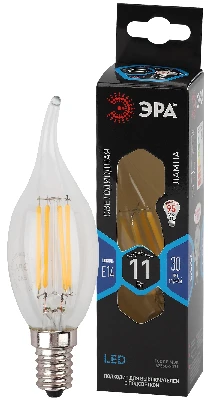 Лампа светодиодная декоративная LED 11 Вт 1430Лм 4000К свеча на ветру, филамент нейтральный E14 230В F-LED BXS-11W-840-E14