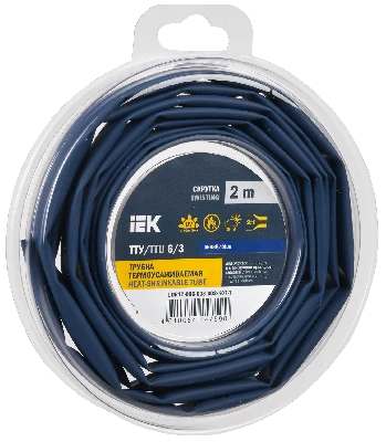 Трубка термоусадочная ТТУ нг-LS 6/3 синяя (2м/упак) IEK
