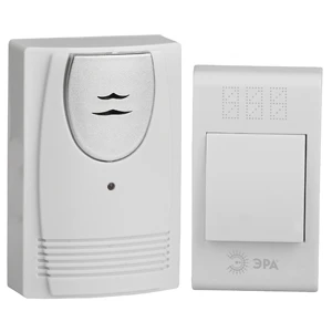 Звонок дверной беспроводной на батарейках 32 мелодии 100м IP20 со световой индикацией белый 2АА/А23 C61