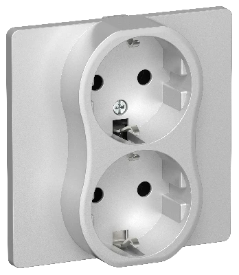 FLITE Розетка 2-местная с заземлением без защитных шторок безвинтовое крепление 16А в сборе РС12-1-К-ФлА алюминий IEK