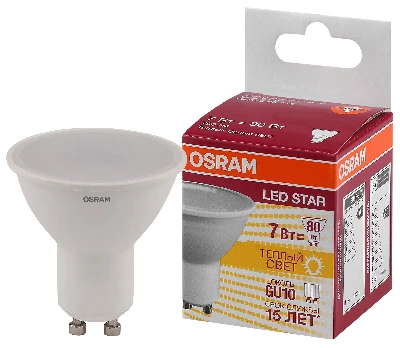 Лампа светодиодная LED 7Вт GU10 3000К 700лм 230V FR PAR16 (замена 80Вт) OSRAM LS