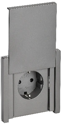 FORTE&PIANO Розетка 1-местная с заземлением с защитными шторками и крышкой безвинтовое крепление 16А IP44 FP519 сталь IEK