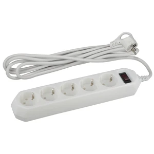 Фильтр сетевой USF-5es-5m-W с базовой защитой с заземлением с выключателем 5 розеток 5м 10А белый