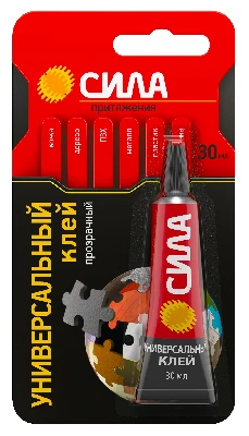 Клей УНИВЕРСАЛЬНЫЙ прозрачный 30 мл блистер СИЛА SUBL-30