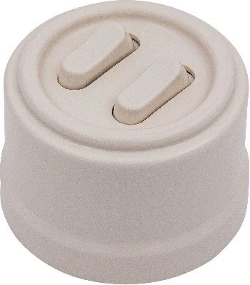 Выключатель Лизетта 2-кл., пластик, цвет Песочное золото (клавишный)