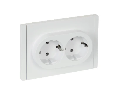 FORTE&PIANO Розетка 2-местная с заземлением без защитных шторок безвинтовое крепление 16А FP224 белый IEK