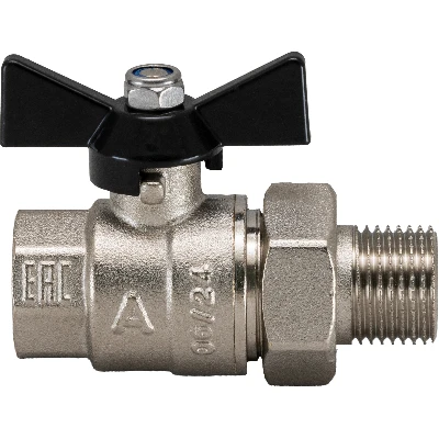 Кран шаровой полнопроходной с полусгоном 3/4' ВН/НР бабочка