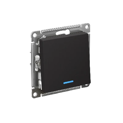 ATLASDESIGN 1-клавишный ВЫКЛЮЧАТЕЛЬ с подсветкой ,сх.1а, 10АХ, быстрозажимные клеммы, КАРБОН