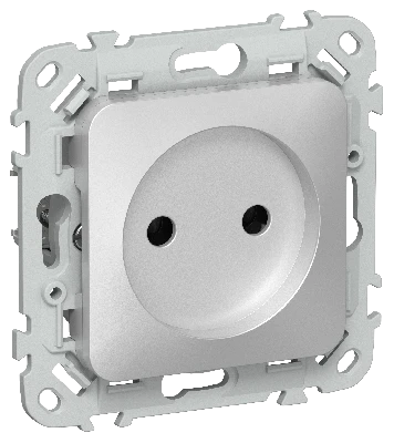 FLITE Розетка без заземления без защитных шторок безвинтовое крепление 10А РС01-1-ФлА алюминий IEK