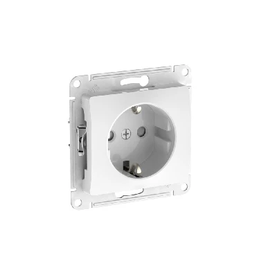 GLOSSA РОЗЕТКА с заземлением со шторками, 16А, быстрозажимные клеммы, БЕЛЫЙ
