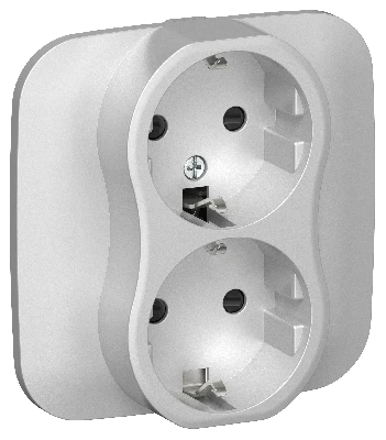 FLITE Розетка 2-местная с заземлением с защитными шторками безвинтовое крепление 16А в сборе РСш12-1-А-ФлА алюминий IEK