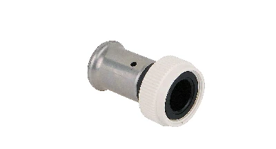 Пресс-фитинг с накидной гайкой, плоское уплотнение, ПВДФ пресс (белый), 16x3/4