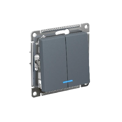 ATLASDESIGN 2-клавишный ВЫКЛЮЧАТЕЛЬ с подсветкой ,сх.5а, 10АХ, быстрозажимные клеммы, ГРИФЕЛЬ