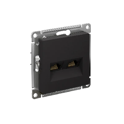 ATLASDESIGN РОЗЕТКА двойная компьютерная RJ45+RJ45, кат.6А, механизм, КАРБОН