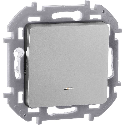 Переключатель одноклавишный с подсветкой/индикацией INSPIRIA 10 AX 250 В~ алюминий