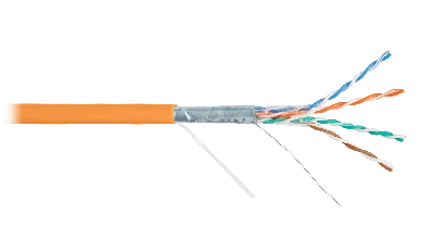 Витая пара F/UTP 4 пары Кат 5e solid BC (0.50мм) IN LSZH нг(A)-HFLTx оранжевый 305м