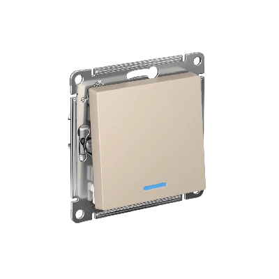 ATLASDESIGN 1-клавишный ВЫКЛЮЧАТЕЛЬ с подсветкой , сх.1а, 10АХ, быстрозажимные клеммы, ПЕСОЧНЫЙ