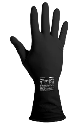 Перчатки химостойкие латексные Тип КЩС-1, толщина 0,7 мм,  чёрные ArmProtect LX510,  р.М (8)