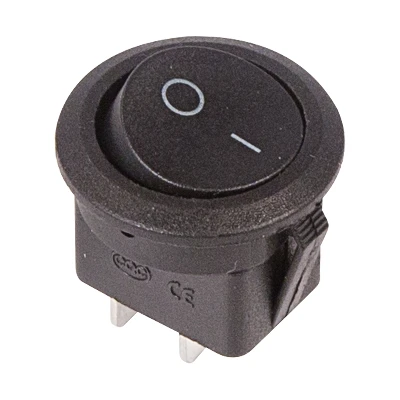 Выключатель клавишный круглый 250V 6А (2с) ON-OFF черный