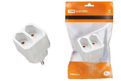 Блок на 2 гнезда 2П 2,5 А 250 B под плоскую вилку белый TDM