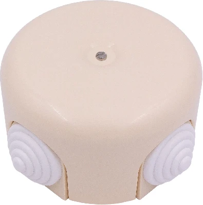 Коробка распределительная 78мм, пластик, цвет Песочное золото с кабельными вводами