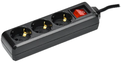 Удлинитель У03К 3 места с заземлением 3м 3х1мм2 16А 250В черный