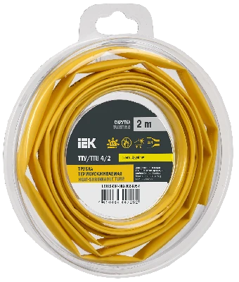 Трубка термоусадочная ТТУ нг-LS 4/2 желтая (2м/упак) IEK