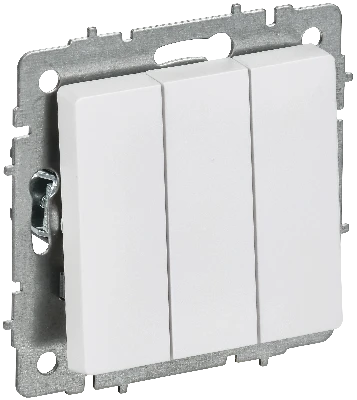 BRITE Выключатель 3-клавишный 10А ВС10-3-0-БрАБ арктический белый IEK