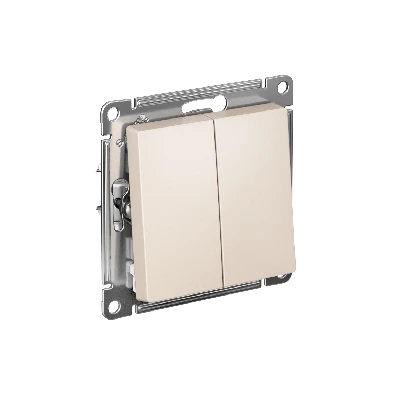 ATLASDESIGN 2-клавишный ПЕРЕКЛЮЧАТЕЛЬ, сх.6/2, 10АХ, быстрозажимные клеммы, БЕЖЕВЫЙ