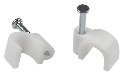 Скоба пластиковая крепежная круглая 6 мм белая NO-224-568 (50 шт/уп)