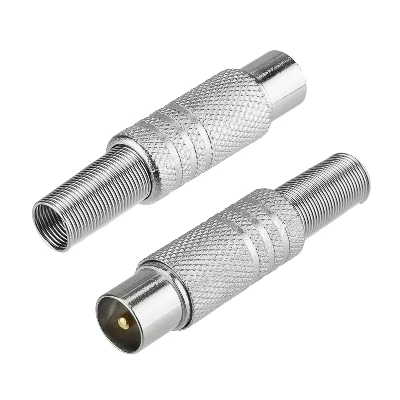 Разъем антенный на кабель, штекер-TV никель с пружиной,