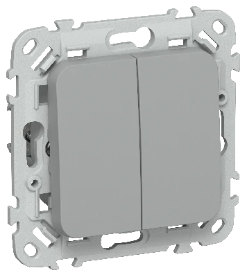 FLITE Выключатель 2-клавишный 10А ВС12-1-0-ФлС серый IEK