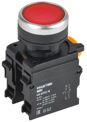 Кнопка d=22мм 1NO+1NC красная MASTER IEK