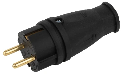 Вилка VX10-B-IP44 каучуковая c заземлением 16А IP44 прямая черная