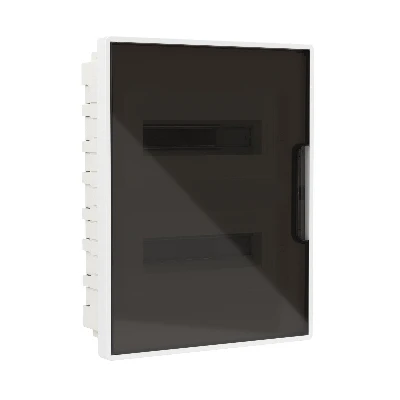 Щиток 24 мод встраиваемый FRAME ЩРв-П-24, белый, с тонированной дверцей, с 4 шинами PEN (2шт на 8 отв. и 2шт на 6 отв.) F24B1WD DKC