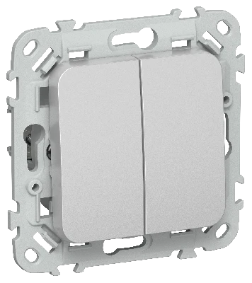 FLITE Выключатель 2-клавишный 10А ВС12-1-0-ФлА алюминий IEK