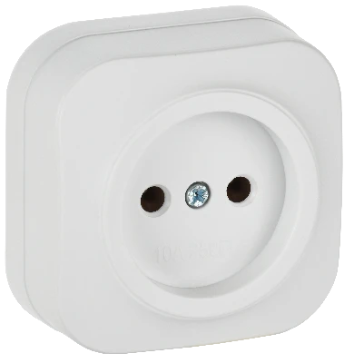 GLORY Розетка 1-местная для открытой установки без заземления без защитных шторок 10А РС20-2-ХБм белый матовый IEK