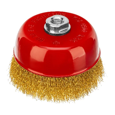 Щетка для УШМ, 125 мм, М14, чашка, латунированная витая проволока