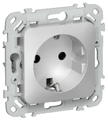 FLITE Розетка с заземлением без защитных шторок безвинтовое крепление 16А РС11-1-ФлА алюминий IEK