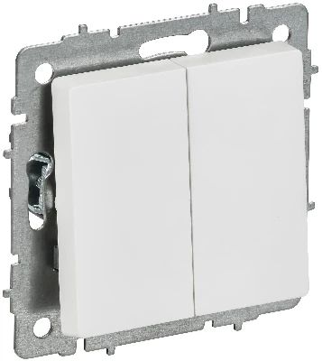 BRITE Выключатель 2-клавишный 10А ВС10-2-0-БрАБ арктический белый IEK
