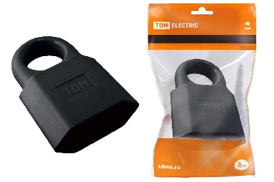 Кабельная розетка 2П 10А 250B (под евровилку CEE 7/16) с з/ш с кольцом черная TDM