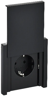 FORTE&PIANO Розетка 1-местная с заземлением с защитными шторками и крышкой безвинтовое крепление 16А IP44 FP119 черный IEK