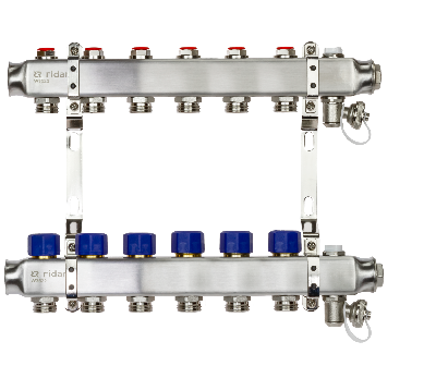 Коллекторная группа SSM-6R set 6 контуров 1' x 3/4' с термостатическими клапанами и кронштейнами