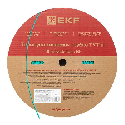 Трубка термоусаживаемая ТУТ нг 6/3 зелёная рулон EKF PROxima