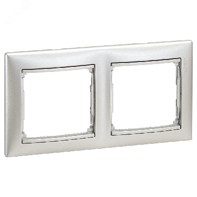 VALENA Рамка 2 поста горизонтальная алюминий