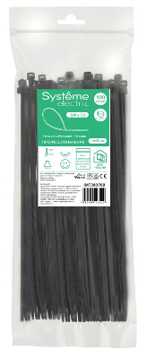 Стяжка кабельная MultiSet 380х7.6 Чёрная (100шт)
