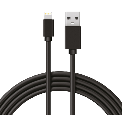 Кабель USB-Lightning 2 А, 1 м, черный ПВХ, 18-7050,