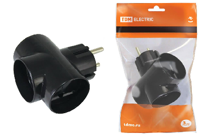 Тройник 3х2П 16А 250B черный TDM